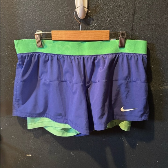 Women’s Nike Dri-FIT Green and Blue Shorts Size Large - Picture 1 of 5